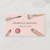 化粧図解入りの、写真付きの品化粧スタイリスト赤面 名刺 (正面)