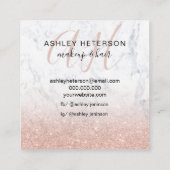 化粧大理石バラ金ゴールドグリッタースクリプトモノグラム スクエア名刺 (裏面)