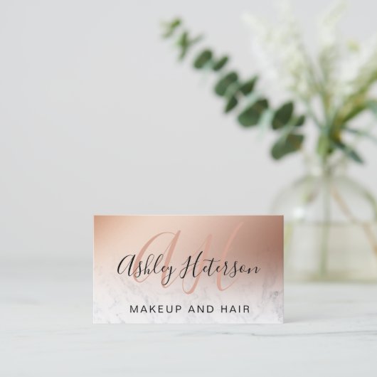 化粧大理石バラ金ゴールド箔スクリプモノグラムのト 名刺 (スタンド正面)