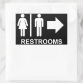 化粧室の矢印 長方形シール (バッグ)