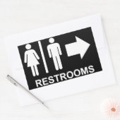 化粧室の矢印 長方形シール (封筒)