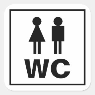 化粧室用の男性女性アイコンWCトイレサインシール スクエアシール