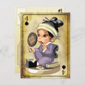 化粧日本のを着た着物の少女 ポストカード (正面/裏面)
