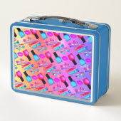 化粧用ブラシ口紅メイクかわいらしアップ メタルランチボックス (裏面)