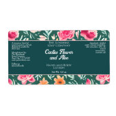 化粧石鹸包装ラベルピンク緑の花 ラベル (正面)