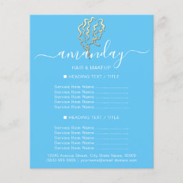 化粧美しいサロン美容師ロゴ金ゴールドブルー チラシ