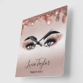 化粧美しいラッシュバラ金ゴールドドリップスグリッター スクエア壁時計 (傾斜)