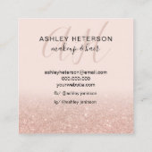 化粧赤面バラ金ゴールドグリッターロゴモノグラム スクエア名刺 (裏面)