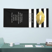 化粧金ゴールドリップス美しいサロンストライプの白黒 横断幕 (トレードショー)