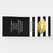 化粧金ゴールドリップス美しいサロンストライプの白黒 横断幕 (横)