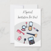 化粧 / メイク カートゥーン イラスト 招待状 (裏面)