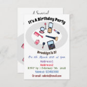 化粧 / メイク カートゥーン イラスト 招待状 (正面/裏面)