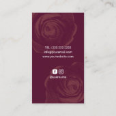 化粧&美容師ブルガンディレッドフローラサロン 名刺 (裏面)