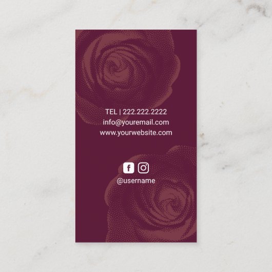 化粧&美容師ブルガンディレッドフローラサロン 名刺 (裏面)