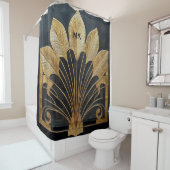 化膿性トレンディー1920のアールデコブラックと金ゴールド シャワーカーテン (インサイチュ)