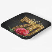 化膿性バラ華美フィリグリー金ゴールド70誕生日 ペーパープレート (傾斜あり)