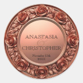 化膿性バラ金ゴールド彫刻バラ縁ど結婚ズ ラウンドシール (正面)