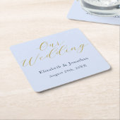 化膿性ブルー結婚ズ スクエアペーパーコースター (アングル)