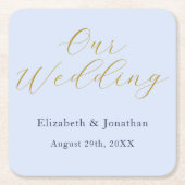 化膿性ブルー結婚ズ スクエアペーパーコースター (正面)