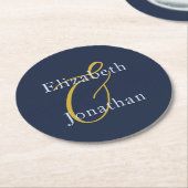 化膿性ブルー結婚ズ ラウンドペーパーコースター (アングル)