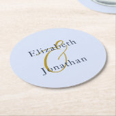 化膿性ブルー結婚ズ ラウンドペーパーコースター (アングル)