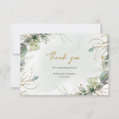 化膿性ユーカリの緑と金ゴールド感謝していユー サンキューカード (正面)