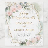 化膿性赤面バラユーカリおよび金ゴールド結婚ズ ワインラベル (シングルラベル)