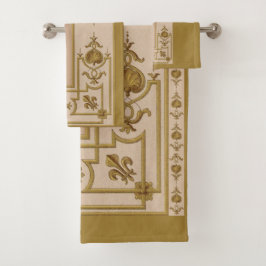化膿性金ゴールドバロックプリント バスタオルセット