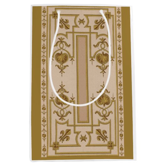 化膿性金ゴールドバロックプリント ミディアムペーパーバッグ (正面)