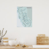 北および中央カリフォルニアの河川18インチx 24インチ ポスター (キッチン)