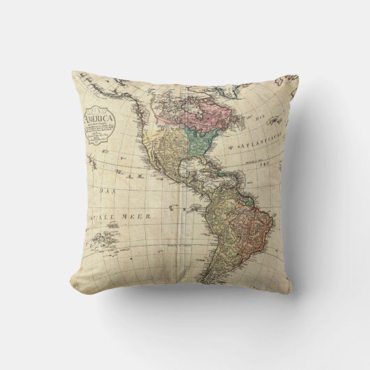 北および南アメリカの1796年のMannertの地図 クッション (正面)