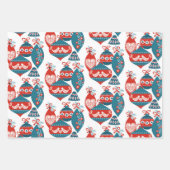 北お洒落クリスマスオーナメントと鹿 ラッピングペーパーシート (正面)