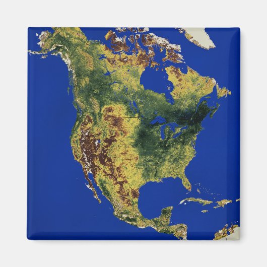 北と中央アメリカの地形図 マグネット (正面)