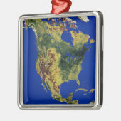 北と中央アメリカの地形図 メタルオーナメント (左)