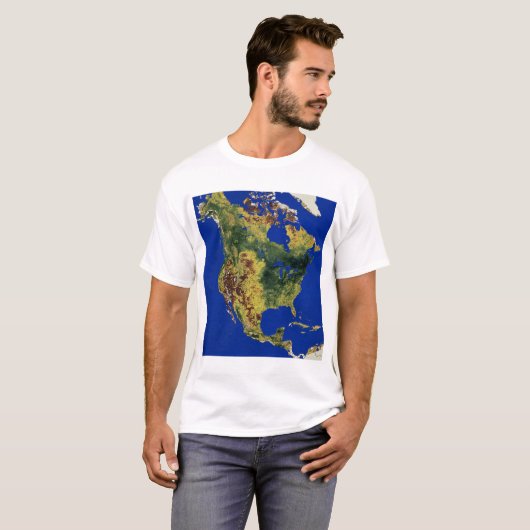 北と中央アメリカの地形図 Tシャツ (正面フル)
