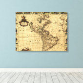 北と南アメリカのパノラママップ キャンバスプリント (インサイチュ (ウッドフロア))