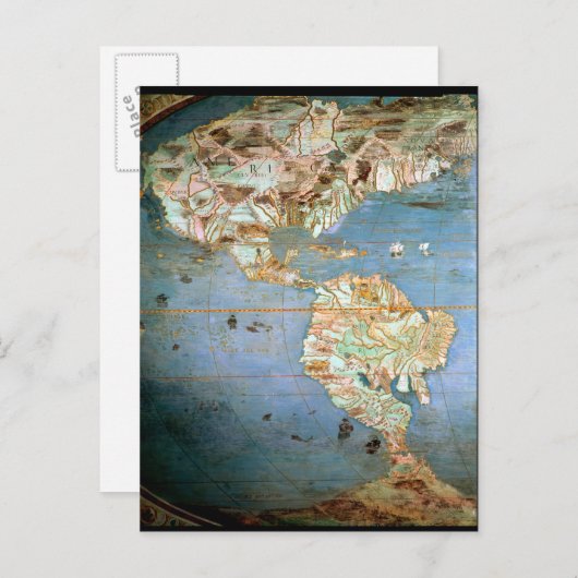 北と南アメリカの地図 ポストカード (正面/裏面)