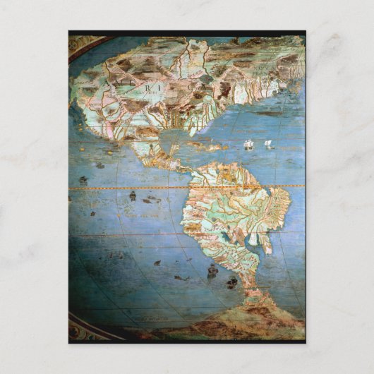 北と南アメリカの地図 ポストカード (正面)