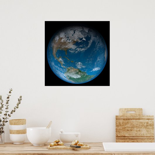 北と南アメリカをフィーチャーしたフルアース。 ポスター (キッチン)