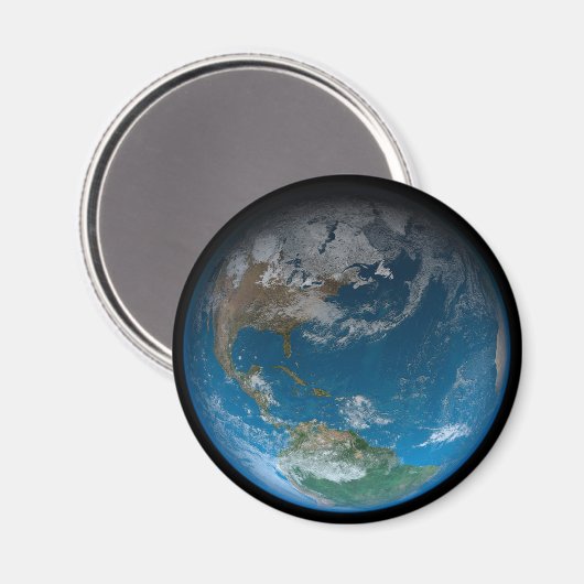 北と南アメリカをフィーチャーしたフルアース。 マグネット (正面/裏面)
