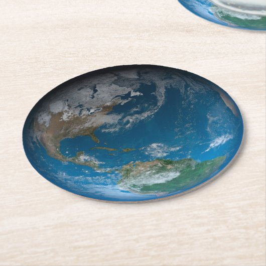 北と南アメリカをフィーチャーしたフルアース。 ラウンドペーパーコースター (アングル)