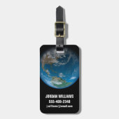 北と南アメリカをフィーチャーしたフルアース。 ラゲッジタグ (正面縦)