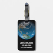 北と南アメリカをフィーチャーしたフルアース。 ラゲッジタグ (裏面縦)