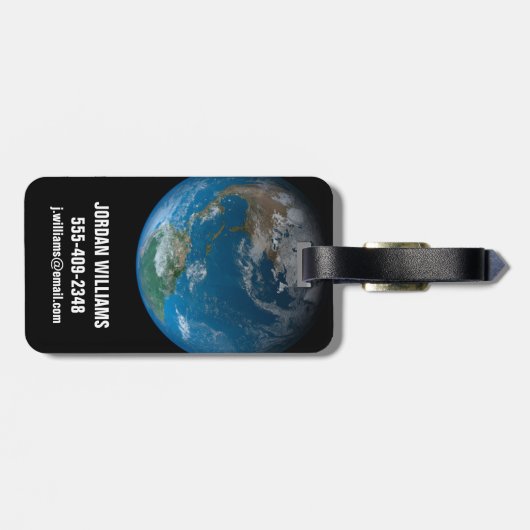 北と南アメリカをフィーチャーしたフルアース。 ラゲッジタグ (裏面横)