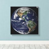 北と南アメリカを示す完全な地球 キャンバスプリント (インサイチュ (ウッドフロア))