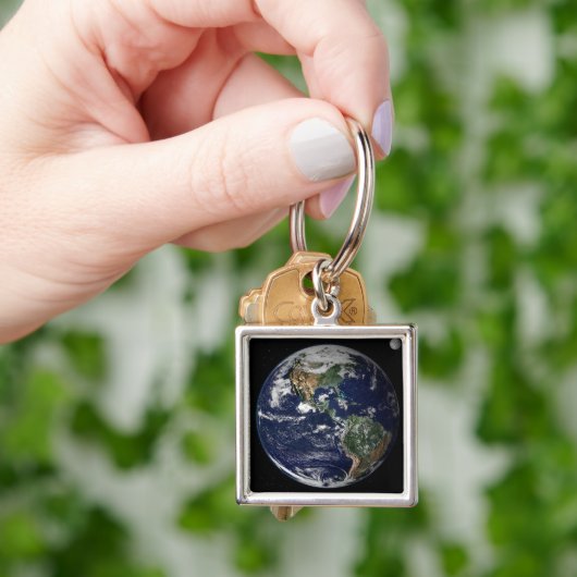 北と南アメリカを示す完全な地球 キーホルダー (手)