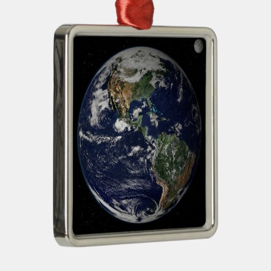 北と南アメリカを示す完全な地球 メタルオーナメント (右)