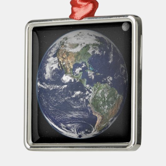 北と南アメリカを示す完全な地球 メタルオーナメント (左)