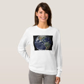 北と南アメリカを示す完全な地球 Tシャツ (正面フル)