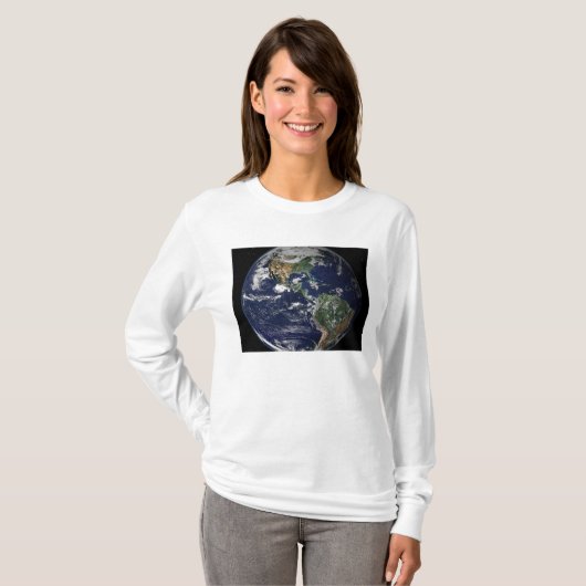 北と南アメリカを示す完全な地球 Tシャツ (正面フル)